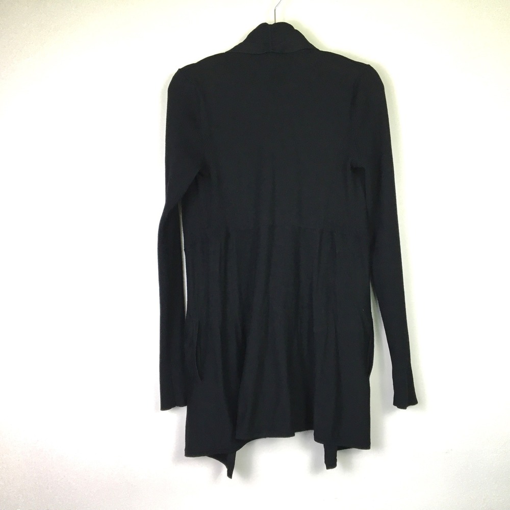 White House Black Market Cardigan Open Front Draped Pockets Women Size M Black